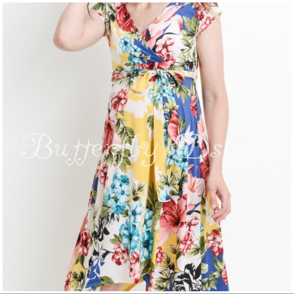 Floral Wrap Maternity Nursing Baby Shower Dress - Picture 2 of 13